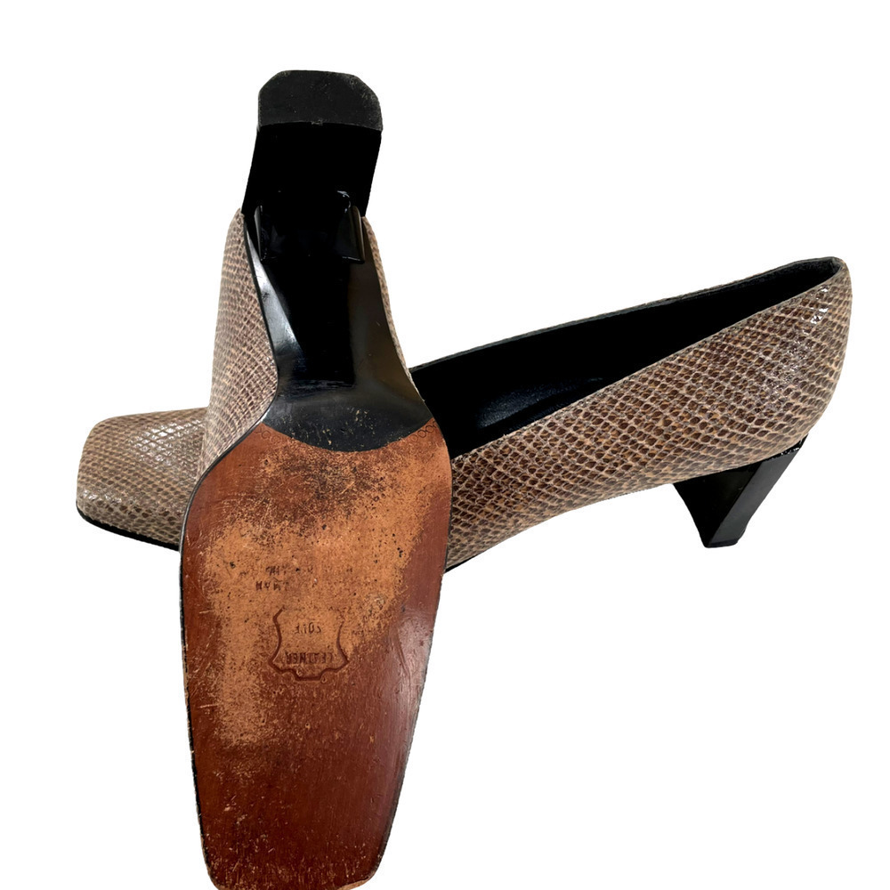 Stuart Weitzman Light Brown Faux Snakeskin Heels - image 6